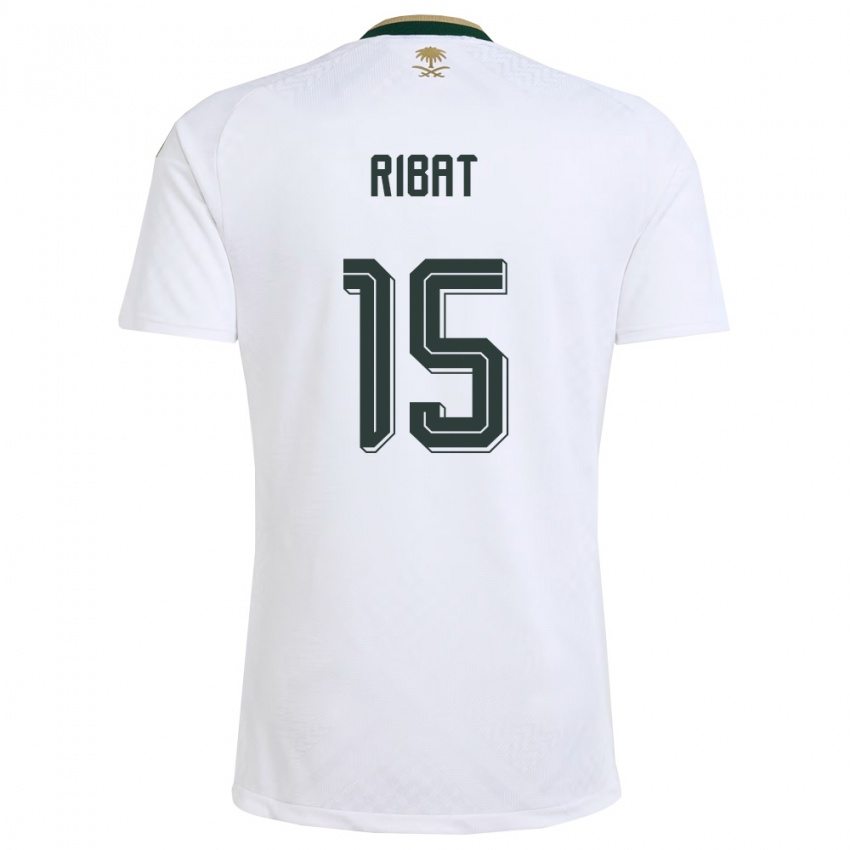 גברים ערב הסעודית Abdulaziz Ribat #15 לבן ירוק זהב הרחק ג'רזי 26-28 חולצה קצרה