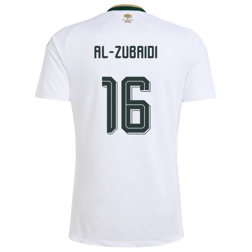 גברים ערב הסעודית יאסין אל-זובאידי #16 לבן ירוק זהב הרחק ג'רזי 26-28 חולצה קצרה