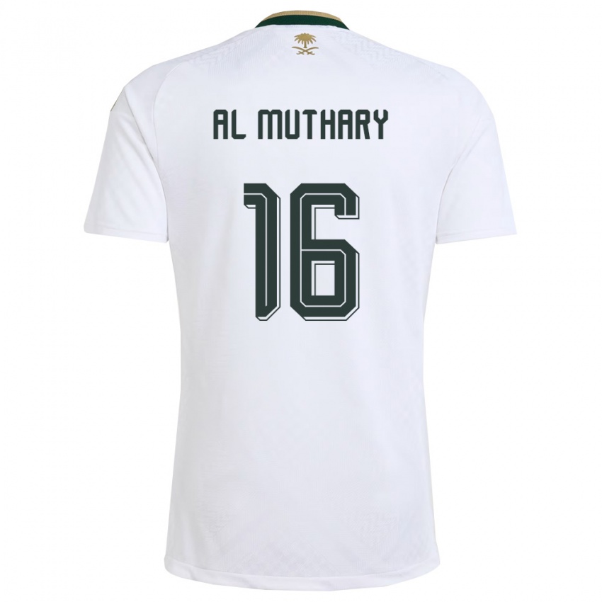 גברים ערב הסעודית Saad Al-Muthary #16 לבן ירוק זהב הרחק ג'רזי 26-28 חולצה קצרה