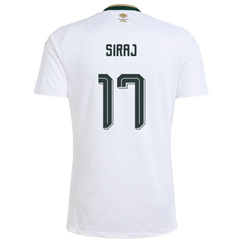 גברים ערב הסעודית Tameem Siraj #17 לבן ירוק זהב הרחק ג'רזי 26-28 חולצה קצרה