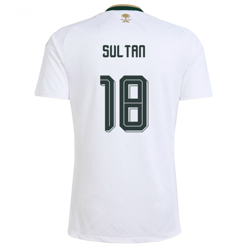 גברים ערב הסעודית קאסים סולטן #18 לבן ירוק זהב הרחק ג'רזי 26-28 חולצה קצרה