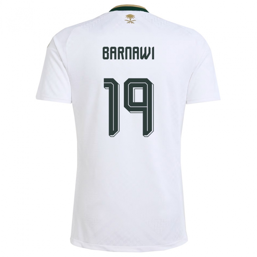 גברים ערב הסעודית מוכתר עלי ברנאווי #19 לבן ירוק זהב הרחק ג'רזי 26-28 חולצה קצרה