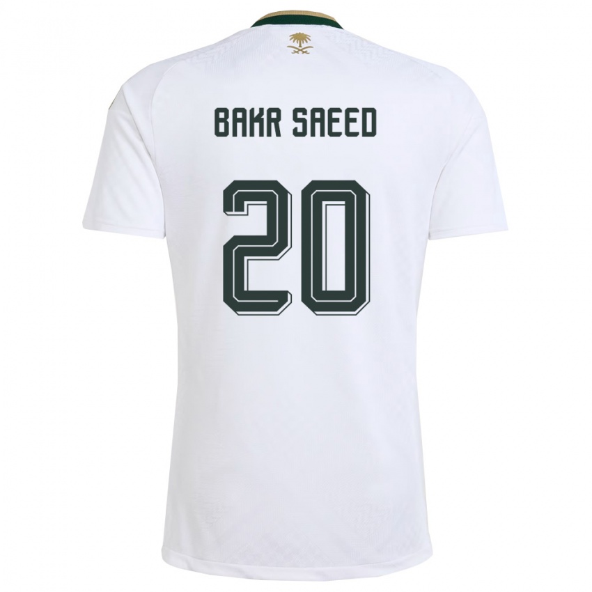 גברים ערב הסעודית Abu Bakr Saeed #20 לבן ירוק זהב הרחק ג'רזי 26-28 חולצה קצרה