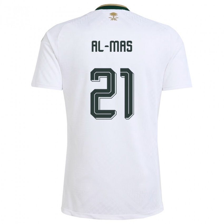 גברים ערב הסעודית Abdullah Al-Mas #21 לבן ירוק זהב הרחק ג'רזי 26-28 חולצה קצרה