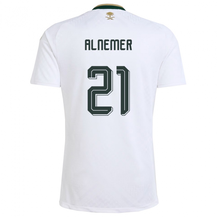 גברים ערב הסעודית משארי אל-נמר #21 לבן ירוק זהב הרחק ג'רזי 26-28 חולצה קצרה