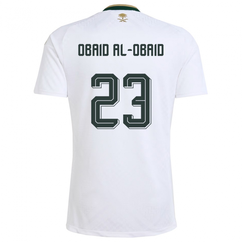 גברים ערב הסעודית עבדולרחמן עובייד אל-עובייד #23 לבן ירוק זהב הרחק ג'רזי 26-28 חולצה קצרה