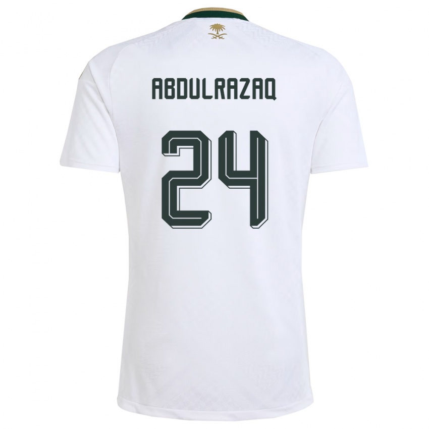 גברים ערב הסעודית Aseel Abdulrazaq #24 לבן ירוק זהב הרחק ג'רזי 26-28 חולצה קצרה