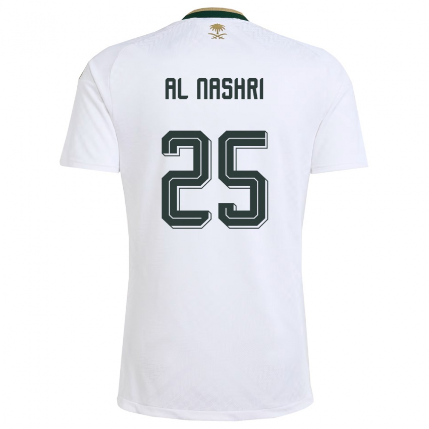 גברים ערב הסעודית עוואד אל נאשרי #25 לבן ירוק זהב הרחק ג'רזי 26-28 חולצה קצרה