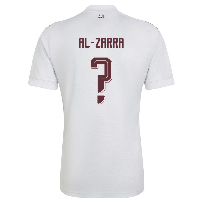 גברים קטאר Jassim Al-Zarra #0 לבן בורדו הרחק ג'רזי 26-28 חולצה קצרה