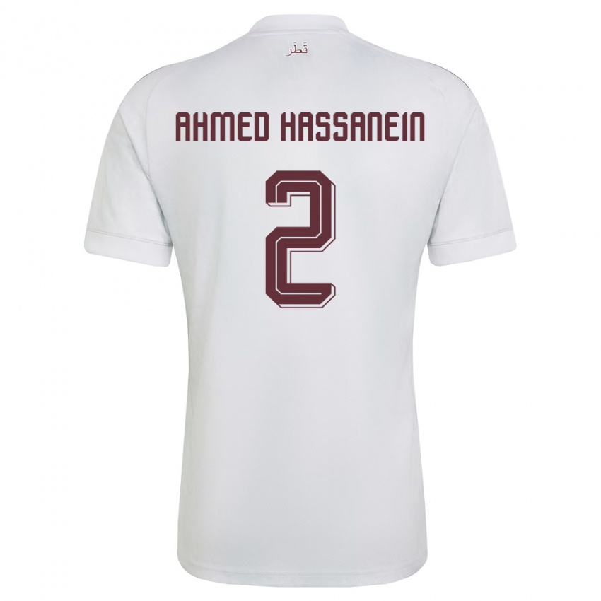 גברים קטאר Seifeldin Ahmed Hassanein #2 לבן בורדו הרחק ג'רזי 26-28 חולצה קצרה