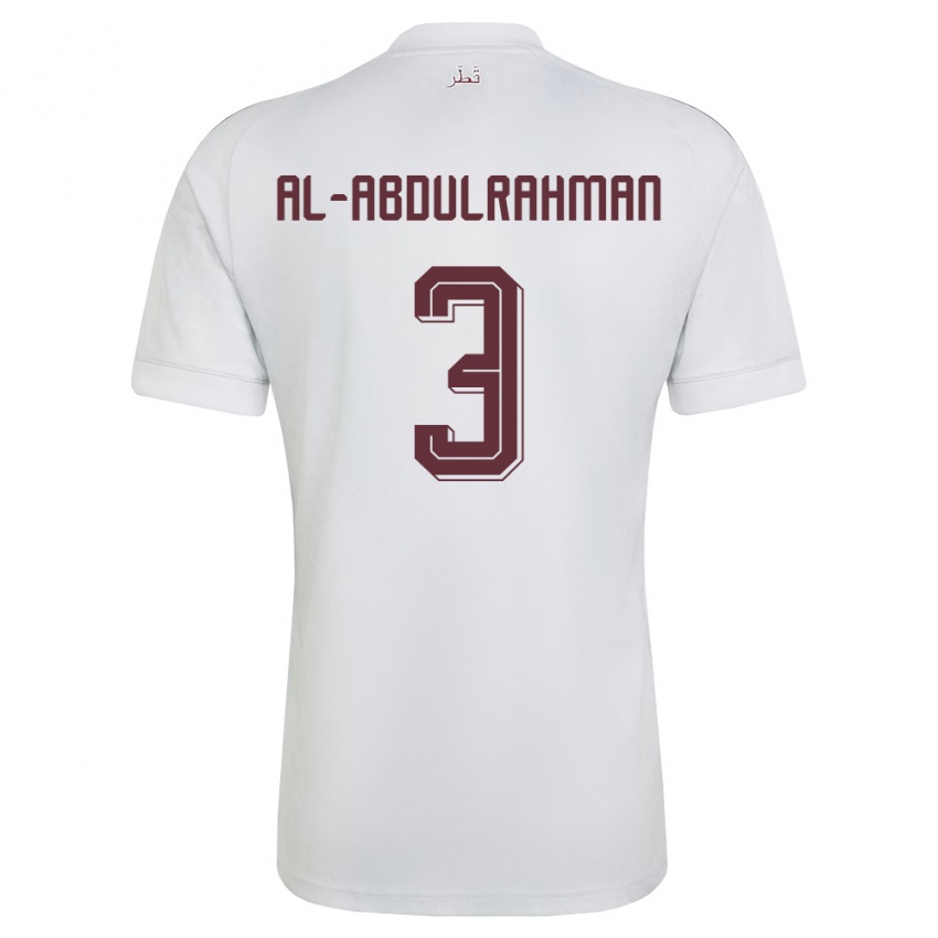 גברים קטאר Sultan Majed Al-Abdulrahman #3 לבן בורדו הרחק ג'רזי 26-28 חולצה קצרה