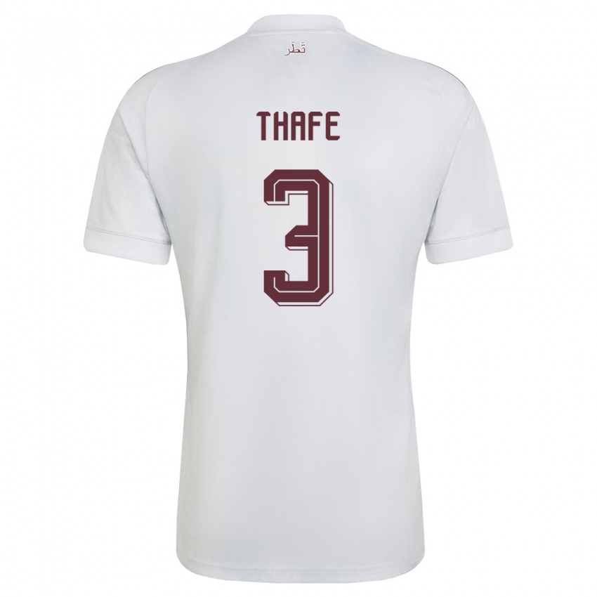 גברים קטאר Tariq Mohd Nader Thafe #3 לבן בורדו הרחק ג'רזי 26-28 חולצה קצרה
