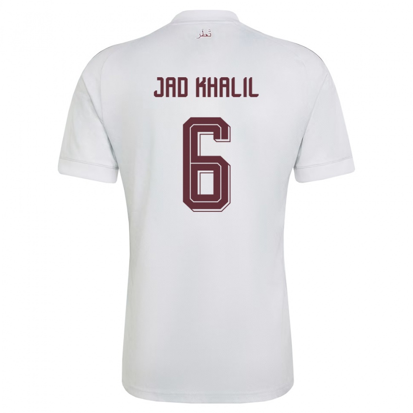 גברים קטאר Hadi Jad Khalil #6 לבן בורדו הרחק ג'רזי 26-28 חולצה קצרה