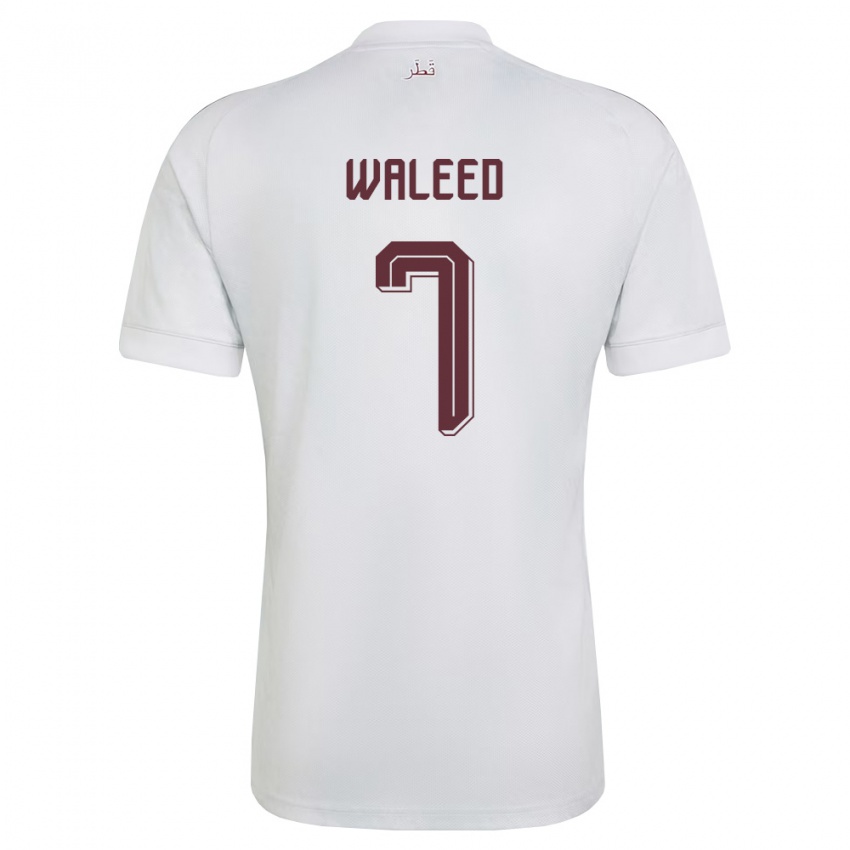 גברים קטאר Eissa Waleed #7 לבן בורדו הרחק ג'רזי 26-28 חולצה קצרה