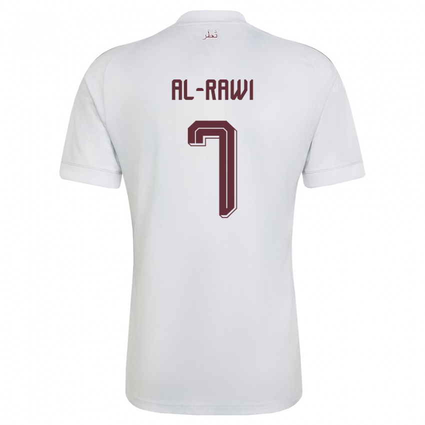 גברים קטאר Ahmed Al-Rawi #7 לבן בורדו הרחק ג'רזי 26-28 חולצה קצרה