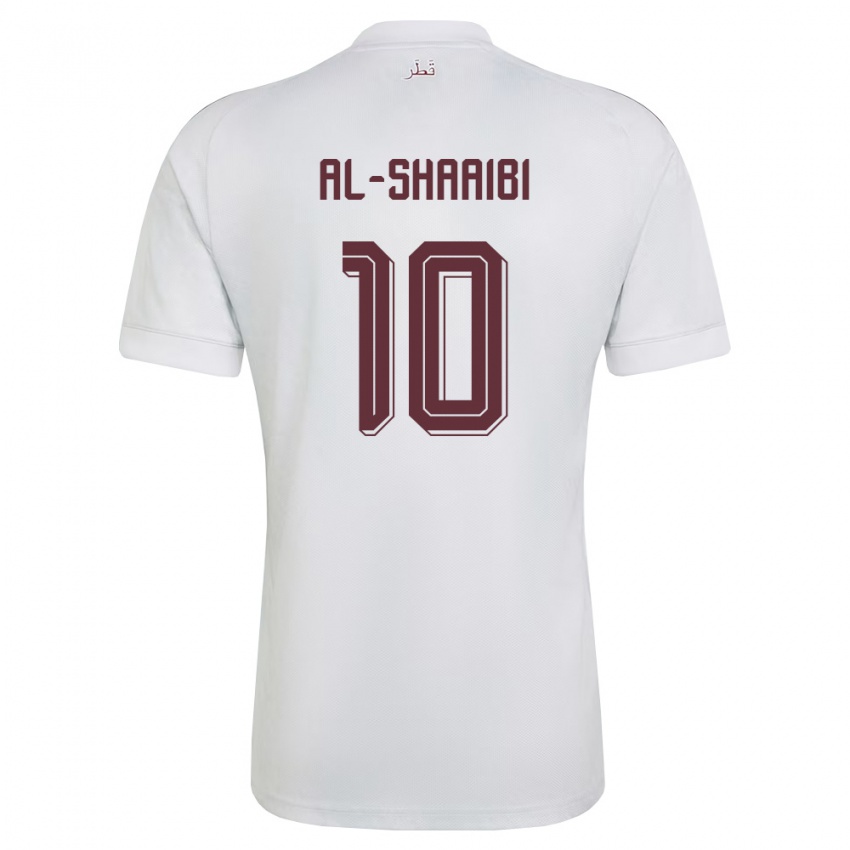 גברים קטאר Khalid Al-Shaaibi #10 לבן בורדו הרחק ג'רזי 26-28 חולצה קצרה