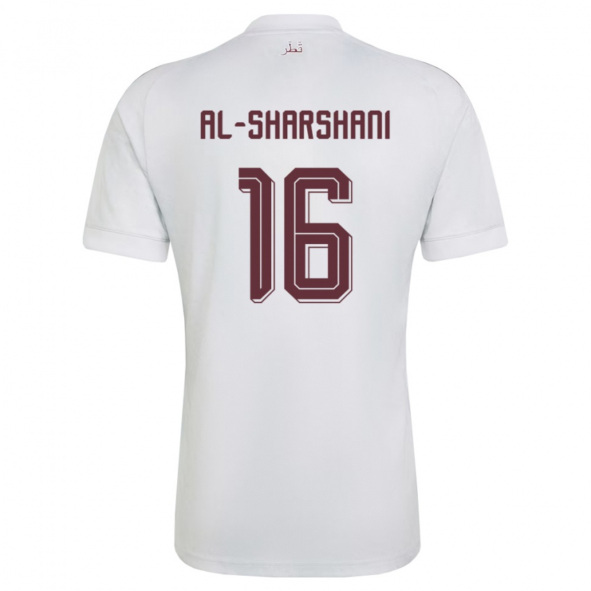 גברים קטאר Jassem Al-Sharshani #16 לבן בורדו הרחק ג'רזי 26-28 חולצה קצרה
