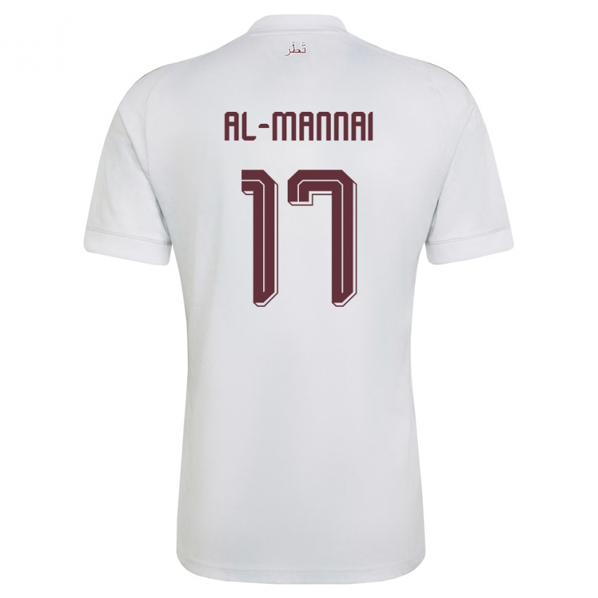 גברים קטאר Mohamed Al-Mannai #17 לבן בורדו הרחק ג'רזי 26-28 חולצה קצרה