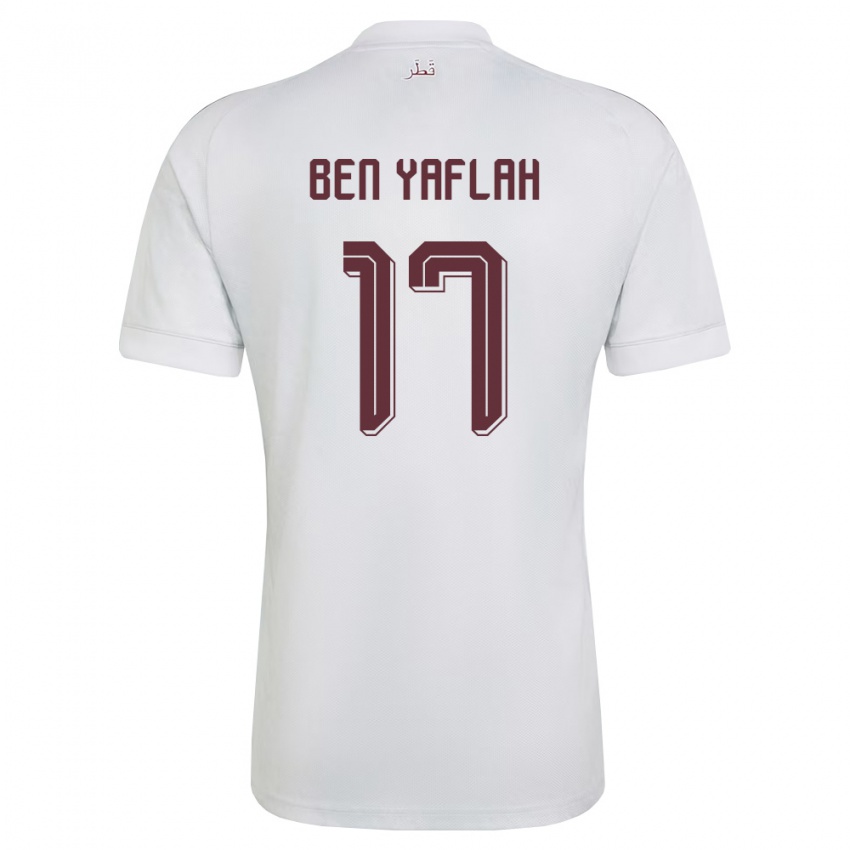 גברים קטאר Bilel Ben Yaflah #17 לבן בורדו הרחק ג'רזי 26-28 חולצה קצרה