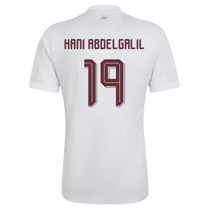 גברים קטאר Youssef Hani Abdelgalil #19 לבן בורדו הרחק ג'רזי 26-28 חולצה קצרה