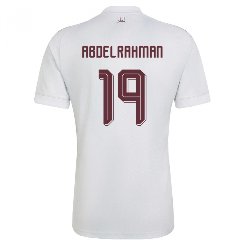 גברים קטאר Mohammed Abdelrahman #19 לבן בורדו הרחק ג'רזי 26-28 חולצה קצרה