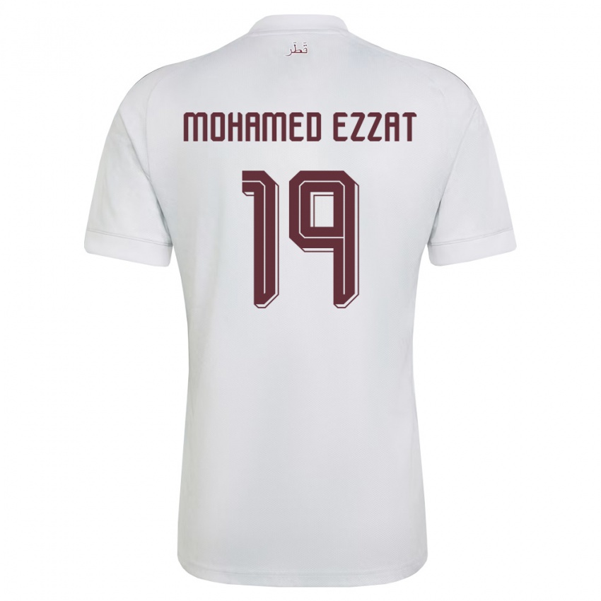 גברים קטאר Amr Mohamed Ezzat #19 לבן בורדו הרחק ג'רזי 26-28 חולצה קצרה