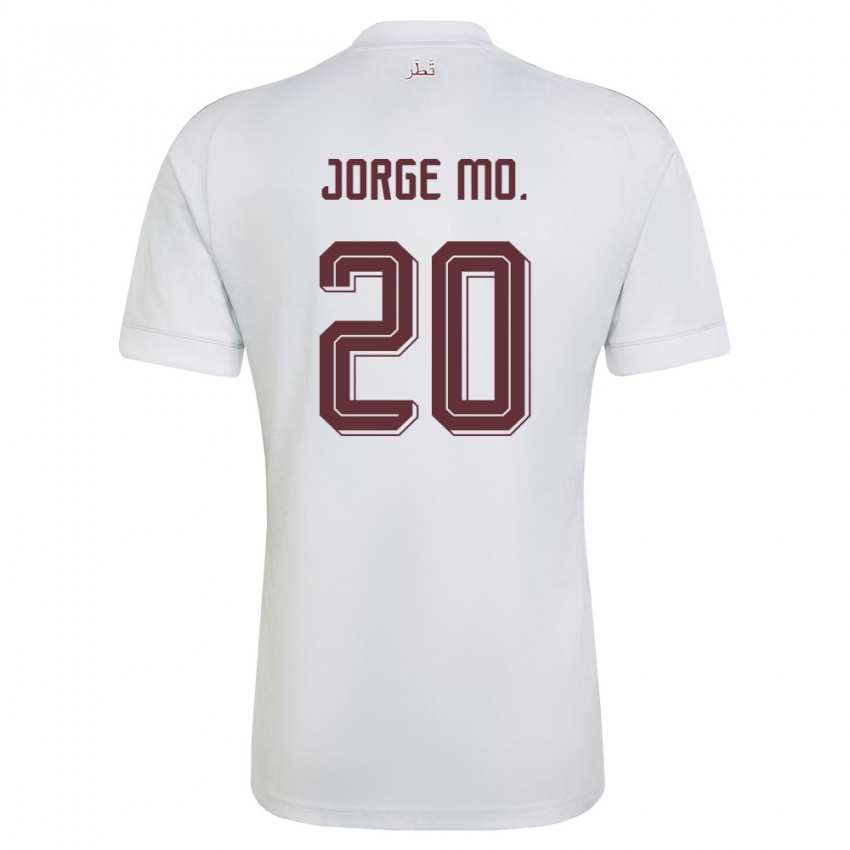 גברים קטאר Jorge Diego Jordan Mo. #20 לבן בורדו הרחק ג'רזי 26-28 חולצה קצרה