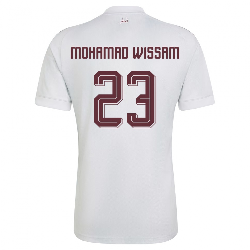 גברים קטאר Karim Mohamad Wissam #23 לבן בורדו הרחק ג'רזי 26-28 חולצה קצרה