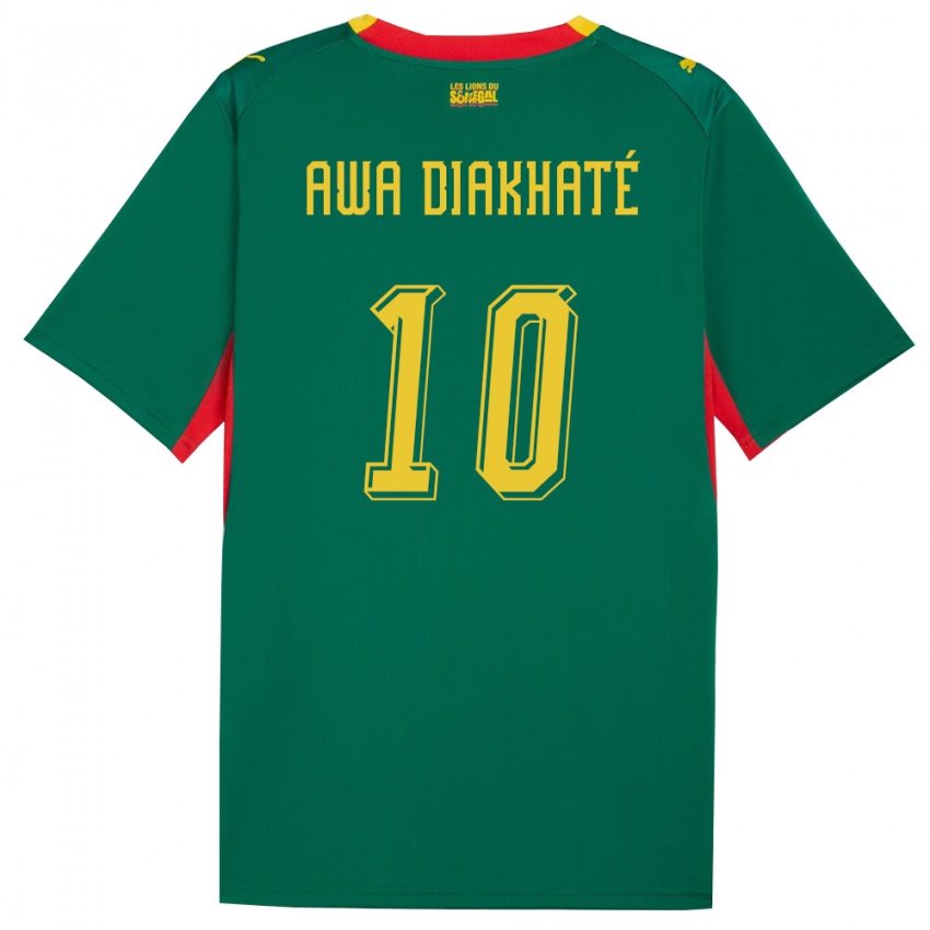 גברים סנגל נדייה אווה דיאקאטה #10 ירוק צהוב אדום הרחק ג'רזי 26-28 חולצה קצרה