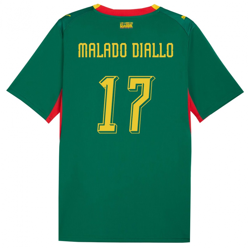 גברים סנגל האפסטו מלאדו דיאלו #17 ירוק צהוב אדום הרחק ג'רזי 26-28 חולצה קצרה