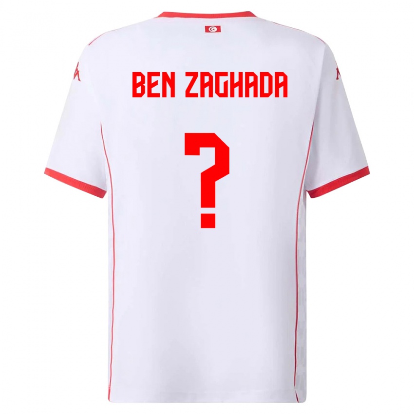 גברים תוניסיה Mohamed Amine Ben Zaghada #0 לבן אדום הרחק ג'רזי 26-28 חולצה קצרה