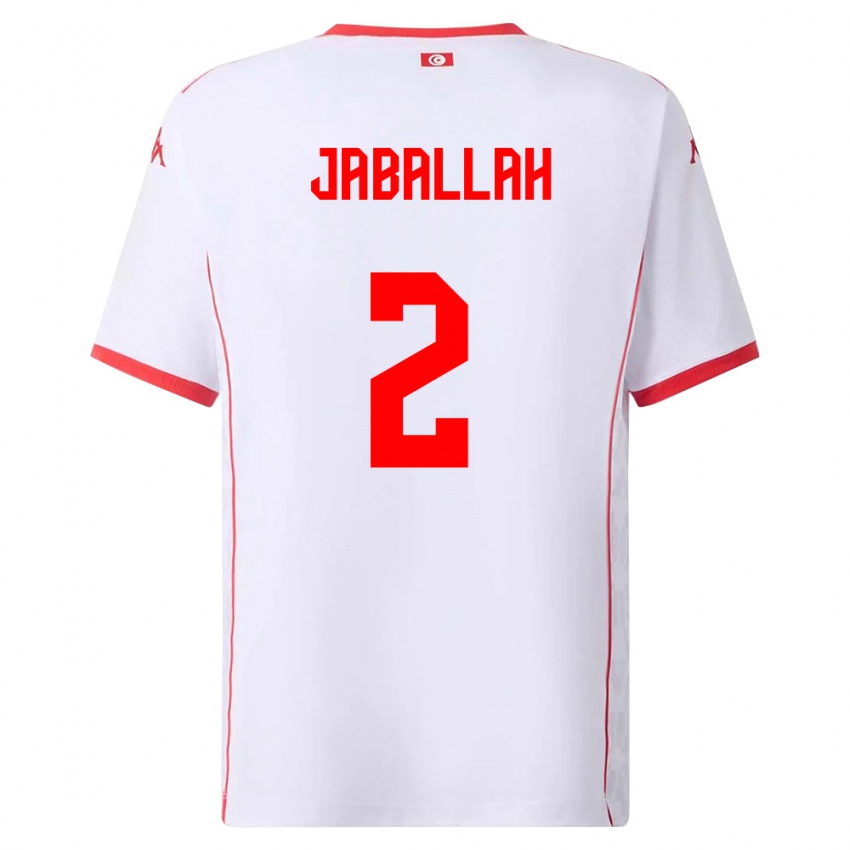 גברים תוניסיה Youssef Jaballah #2 לבן אדום הרחק ג'רזי 26-28 חולצה קצרה