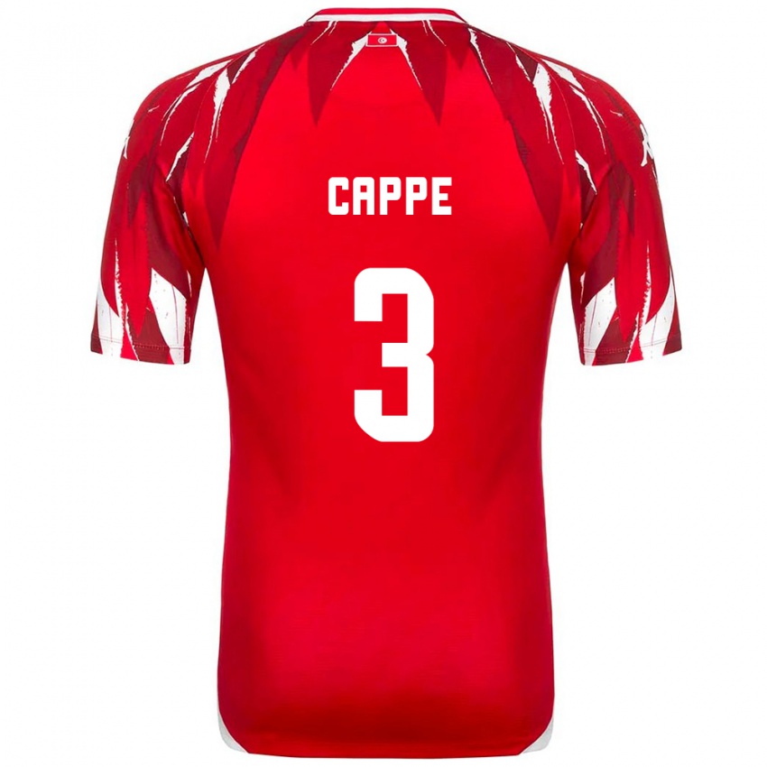 גברים תוניסיה Djibril Cappe #3 אדום לבן הרחק ג'רזי 26-28 חולצה קצרה