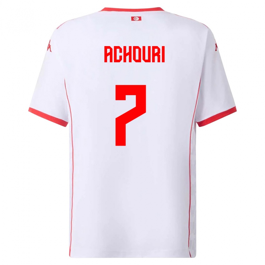גברים תוניסיה אליאס אחורי #7 לבן אדום הרחק ג'רזי 26-28 חולצה קצרה