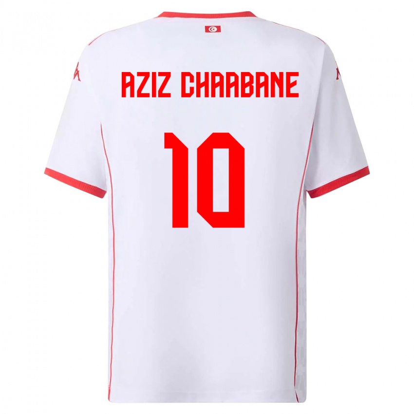 גברים תוניסיה Mohamed Aziz Chaabane #10 לבן אדום הרחק ג'רזי 26-28 חולצה קצרה
