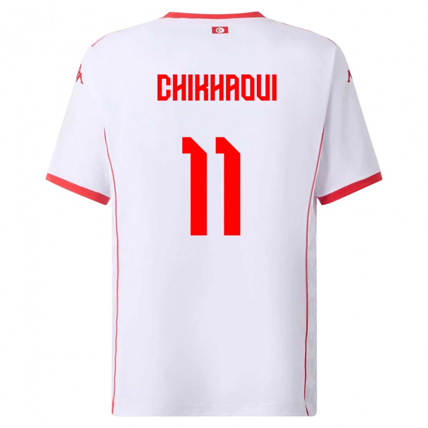 גברים תוניסיה Mahdi Chikhaoui #11 לבן אדום הרחק ג'רזי 26-28 חולצה קצרה