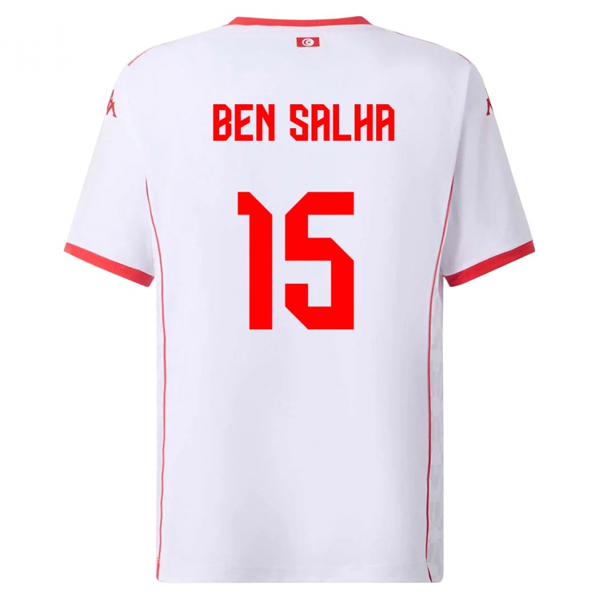 גברים תוניסיה Yakine Ben Salha #15 לבן אדום הרחק ג'רזי 26-28 חולצה קצרה