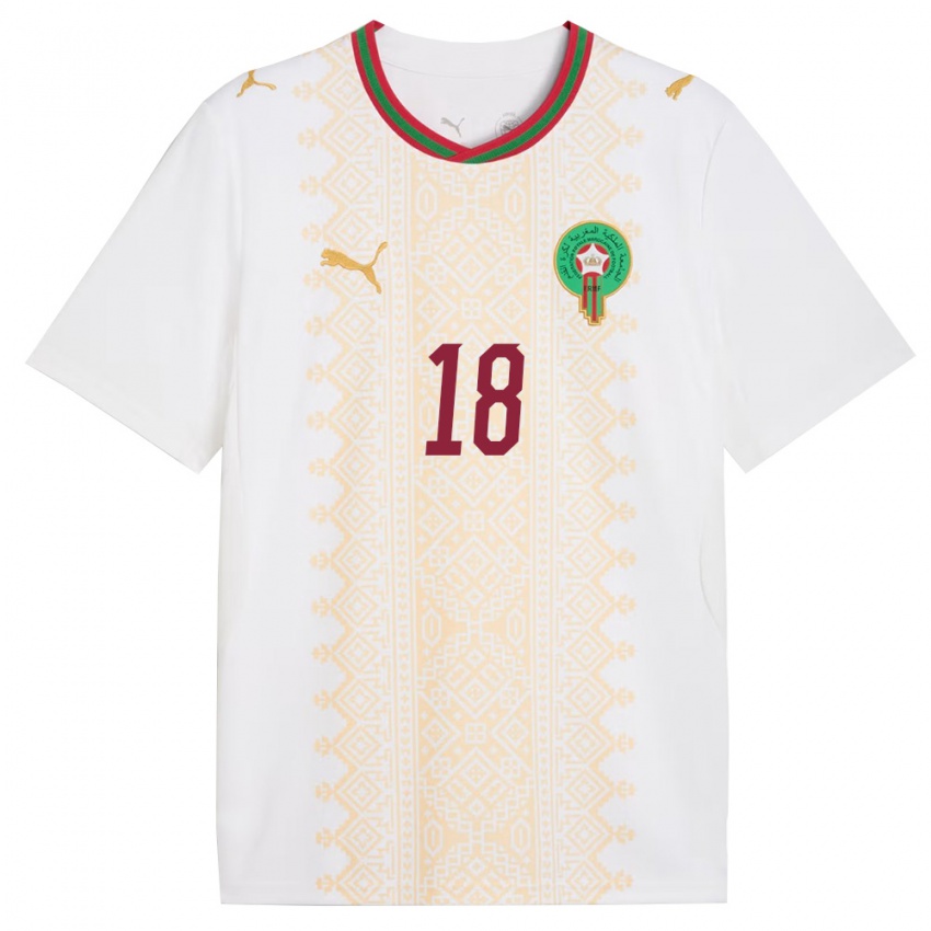 גברים מָרוֹקוֹ צנעא מסודי #18 לבן זהב אדום הרחק ג'רזי 26-28 חולצה קצרה