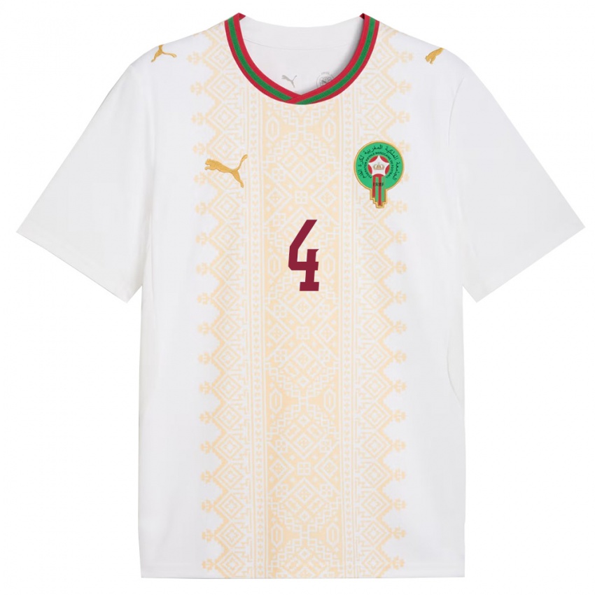 גברים מָרוֹקוֹ סיהם בוקאמי #4 לבן זהב אדום הרחק ג'רזי 26-28 חולצה קצרה