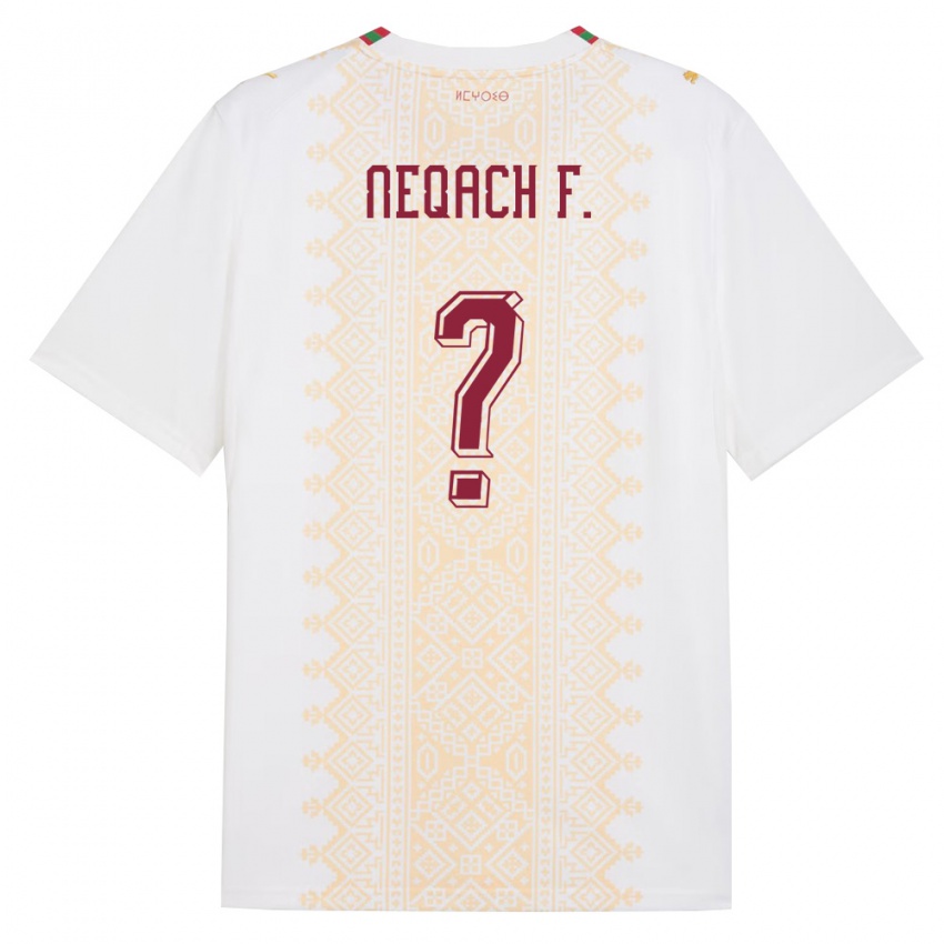 גברים מָרוֹקוֹ Aarón Neqach Fernández #0 לבן זהב אדום הרחק ג'רזי 26-28 חולצה קצרה