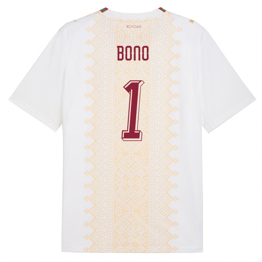 גברים מָרוֹקוֹ בונו #1 לבן זהב אדום הרחק ג'רזי 26-28 חולצה קצרה