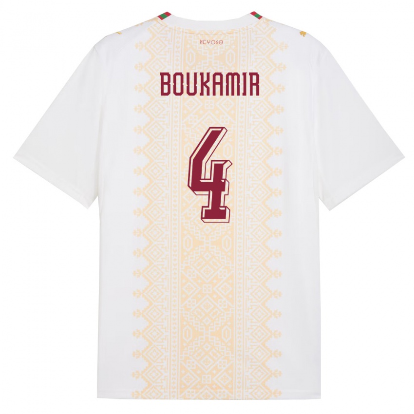 גברים מָרוֹקוֹ מהדי בוקמיר #4 לבן זהב אדום הרחק ג'רזי 26-28 חולצה קצרה