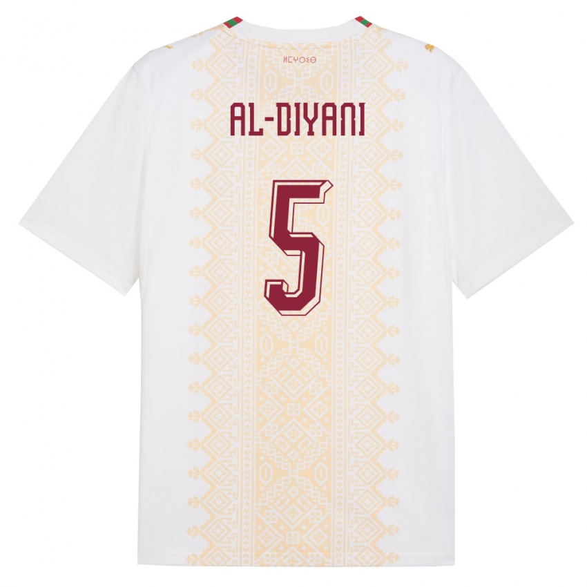 גברים מָרוֹקוֹ Ilyas Al-Diyani #5 לבן זהב אדום הרחק ג'רזי 26-28 חולצה קצרה