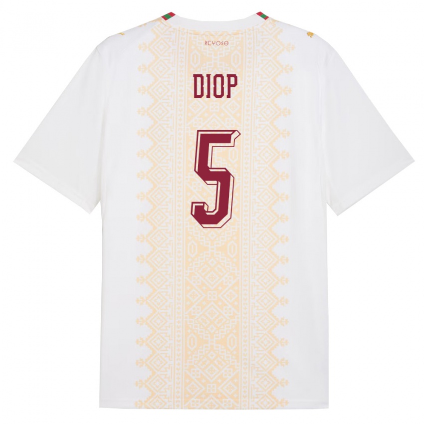 גברים מָרוֹקוֹ איסה דיופ #5 לבן זהב אדום הרחק ג'רזי 26-28 חולצה קצרה