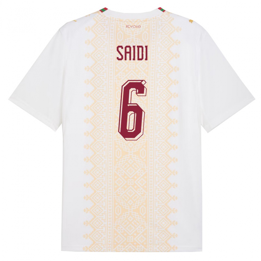 גברים מָרוֹקוֹ אלייס סעידי #6 לבן זהב אדום הרחק ג'רזי 26-28 חולצה קצרה