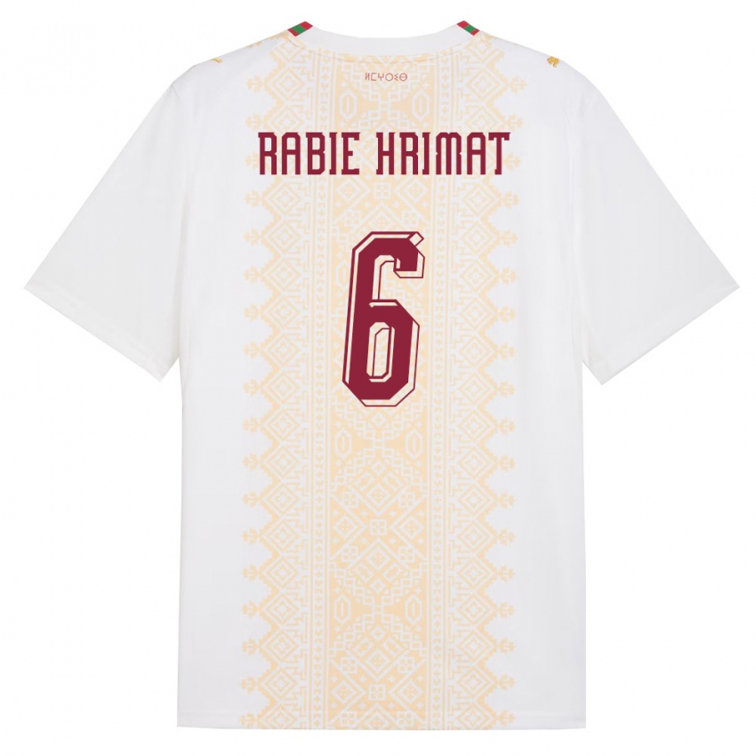 גברים מָרוֹקוֹ Mohamed Rabie Hrimat #6 לבן זהב אדום הרחק ג'רזי 26-28 חולצה קצרה