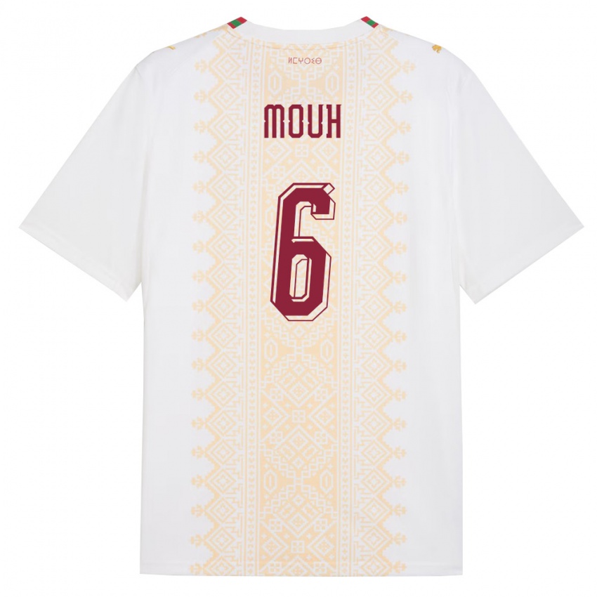 גברים מָרוֹקוֹ Yasir Mouh #6 לבן זהב אדום הרחק ג'רזי 26-28 חולצה קצרה