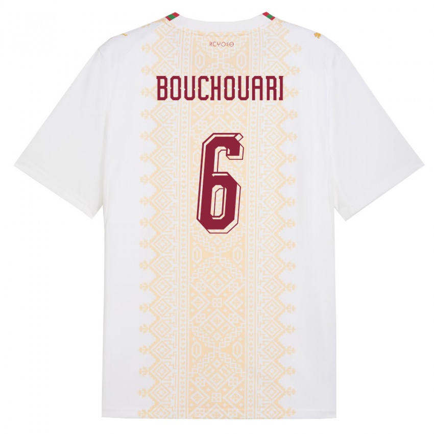 גברים מָרוֹקוֹ בנז'מן בושוארי #6 לבן זהב אדום הרחק ג'רזי 26-28 חולצה קצרה