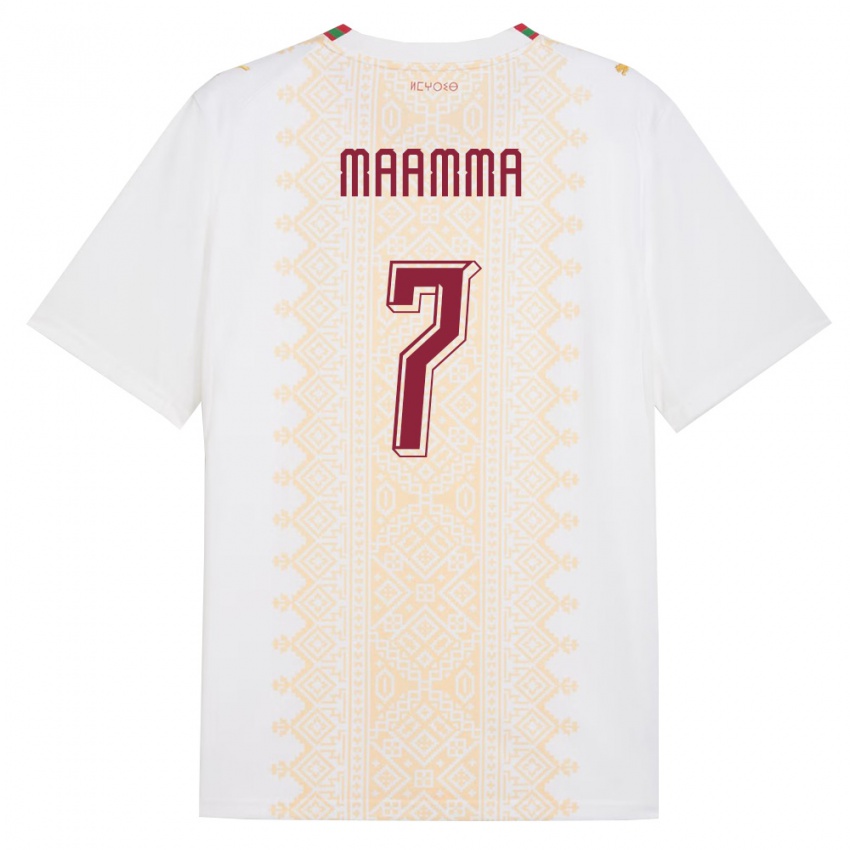 גברים מָרוֹקוֹ Othmane Maamma #7 לבן זהב אדום הרחק ג'רזי 26-28 חולצה קצרה