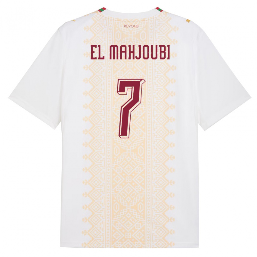 גברים מָרוֹקוֹ גי׳בריל אל מחג׳ובי #7 לבן זהב אדום הרחק ג'רזי 26-28 חולצה קצרה